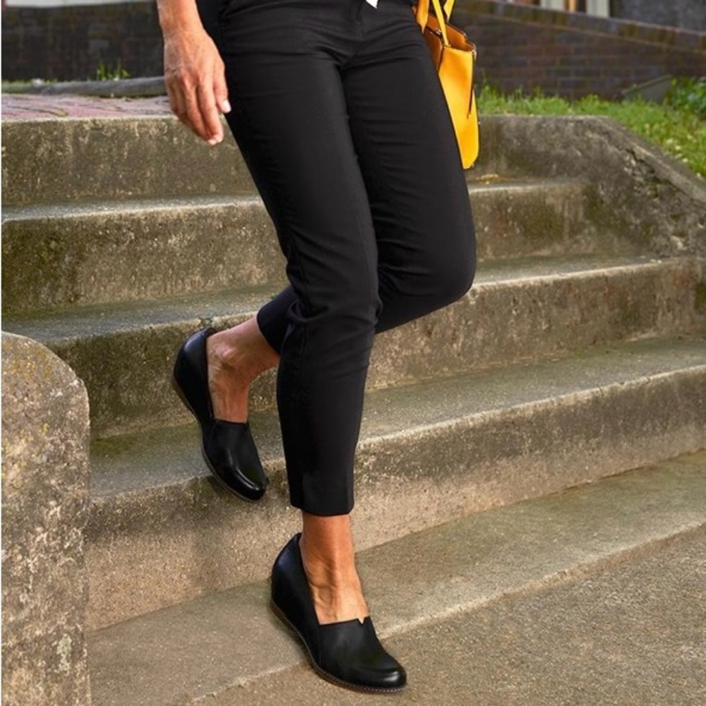 Dansko Black Leather Wedge Shoes
